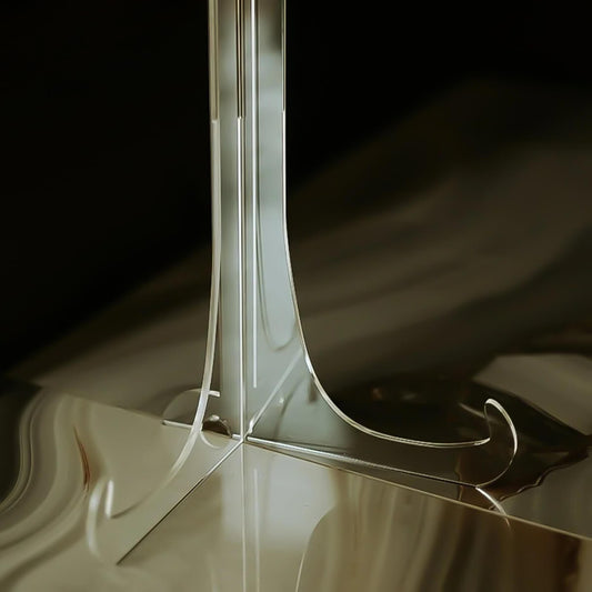 close up of bottom of clear acrylic welcome sign stand